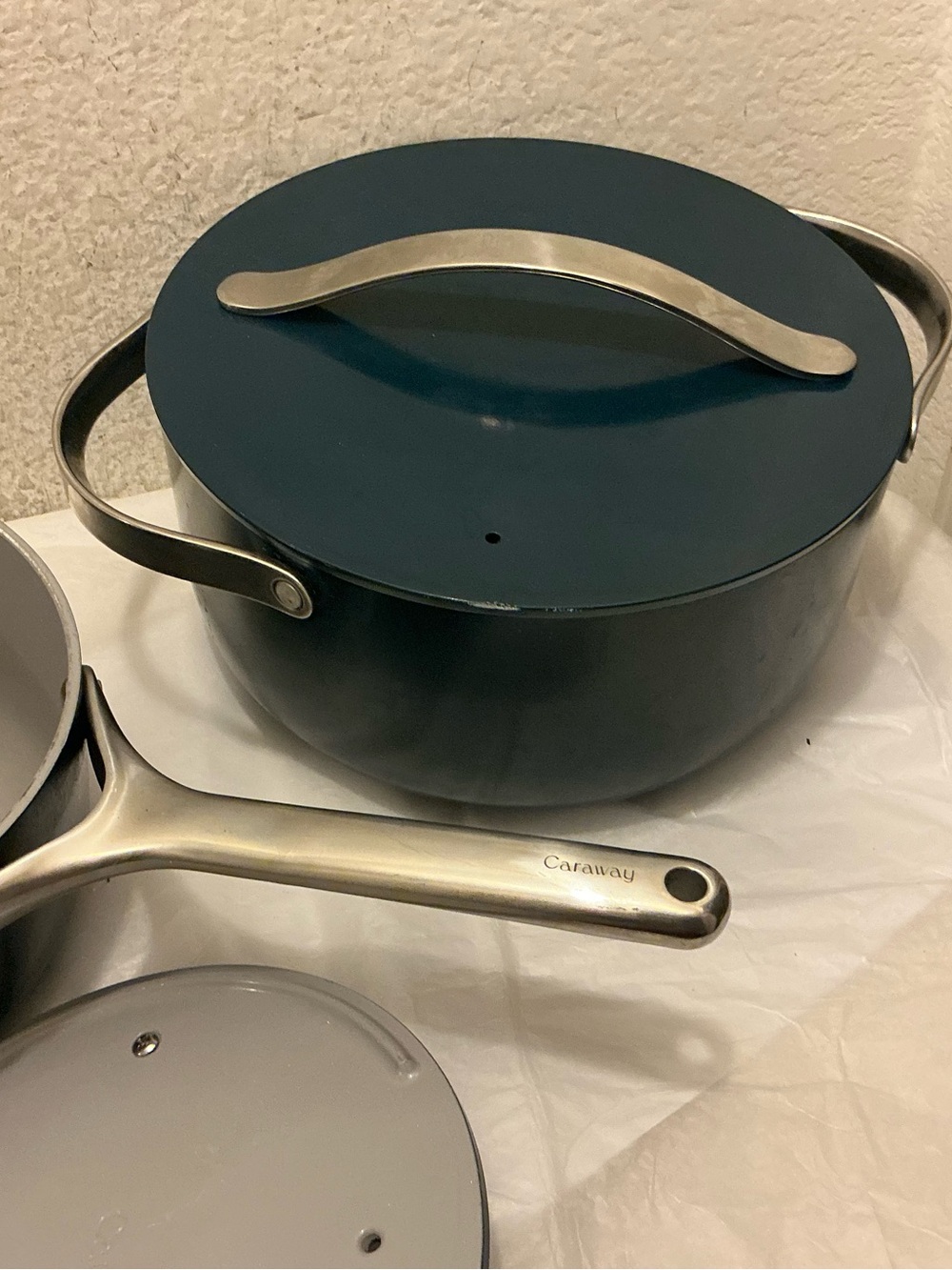 Caraway Home Non-Stick Dutch Pan Navy  Casserole Pan & sauce pan set of 2 - Picture 8 of 15